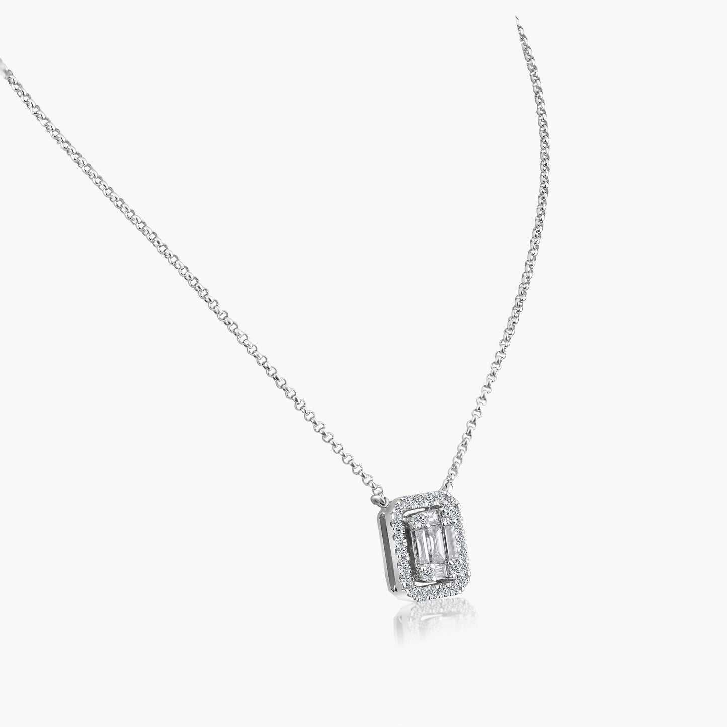 14K White Gold Baguette Pendant-N60458301