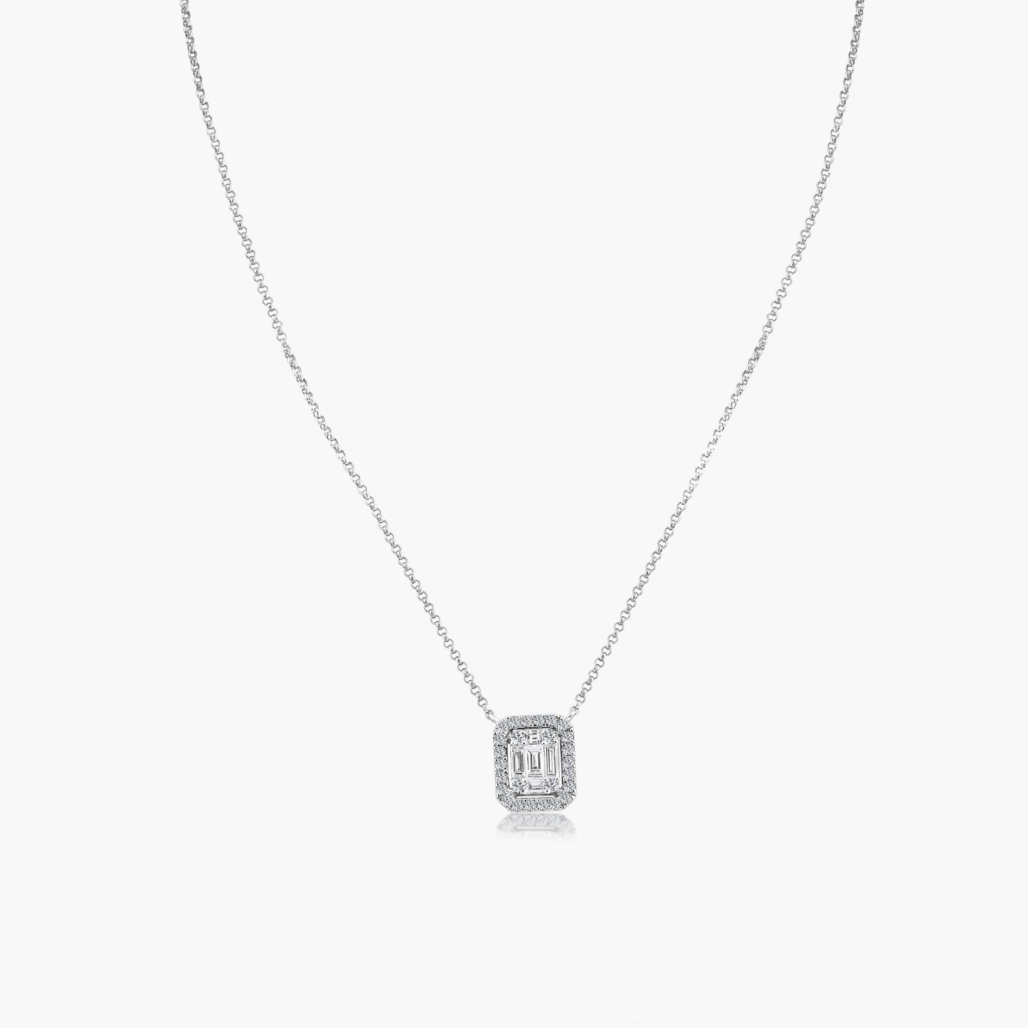 14K White Gold Baguette Pendant-N60458301