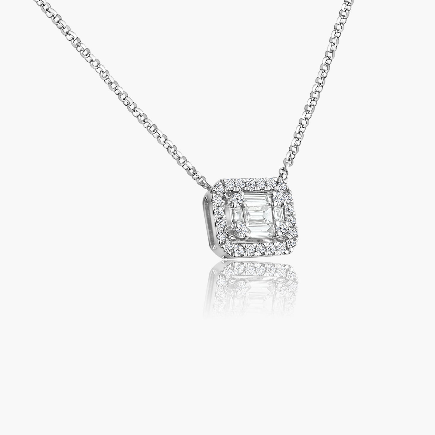 14K White Gold Baguette Pendant - N60458302