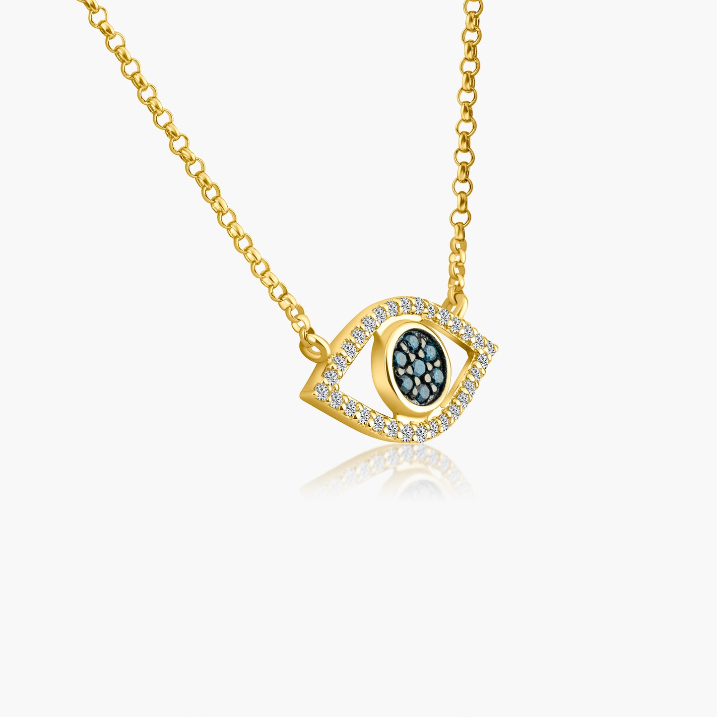 14K Yellow Gold Evil Eye Pendant-N604661BLBD