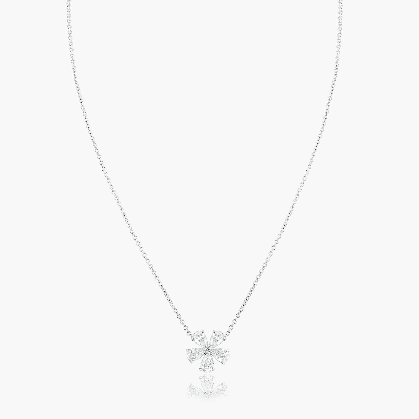 18K White Gold Dainty Flower Pendant-N60486002-1