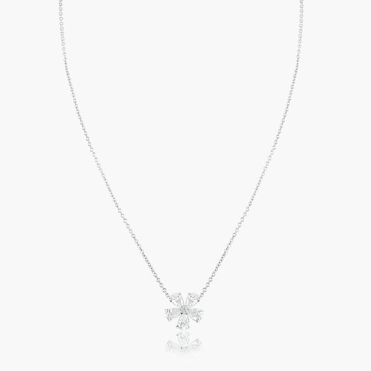 18K White Gold Dainty Flower Pendant-N60486002-1