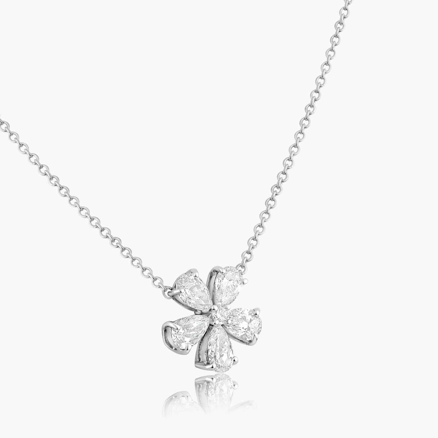 18K White Gold Dainty Flower Pendant-N60486002-1