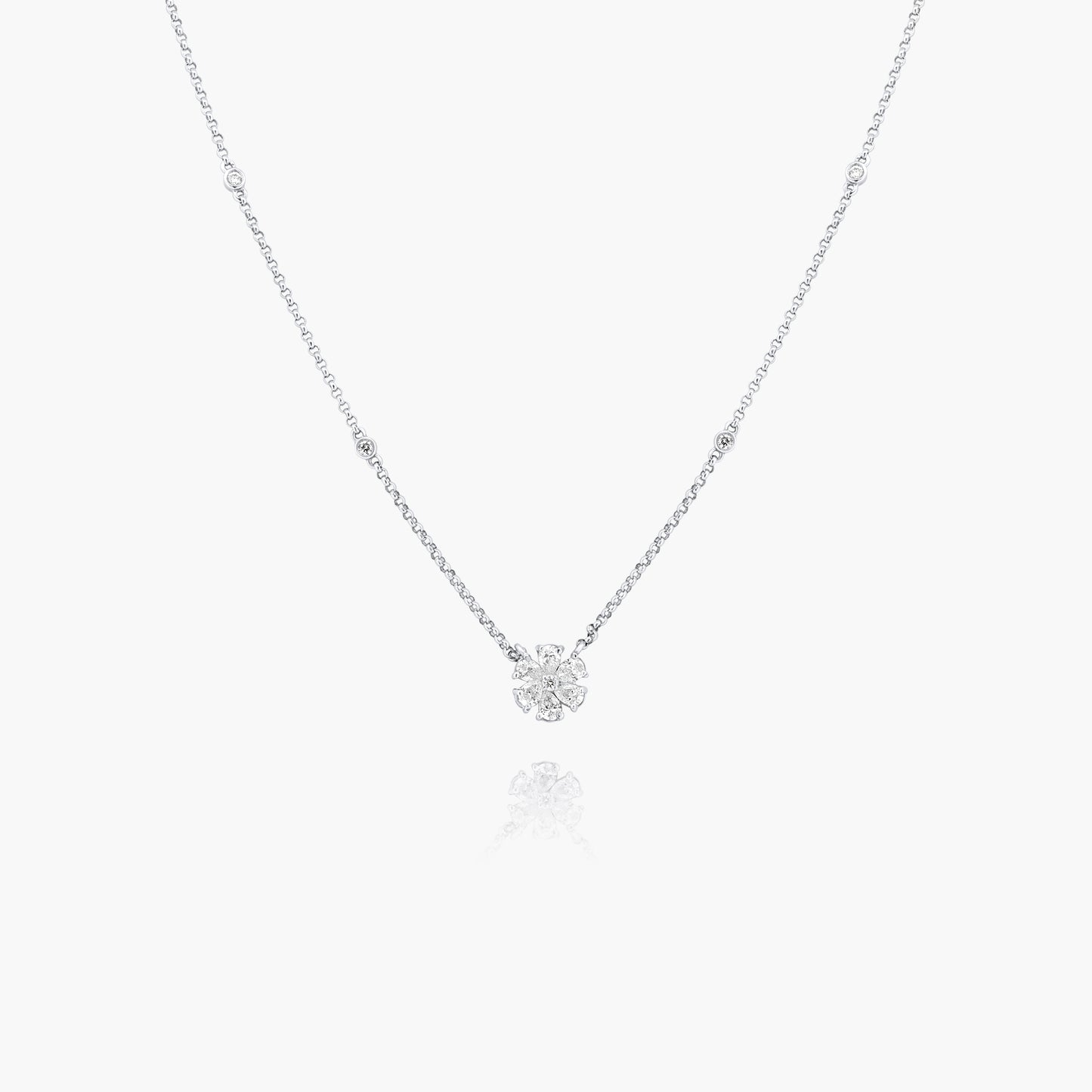 14K White Gold Flower Pendant - N60486002