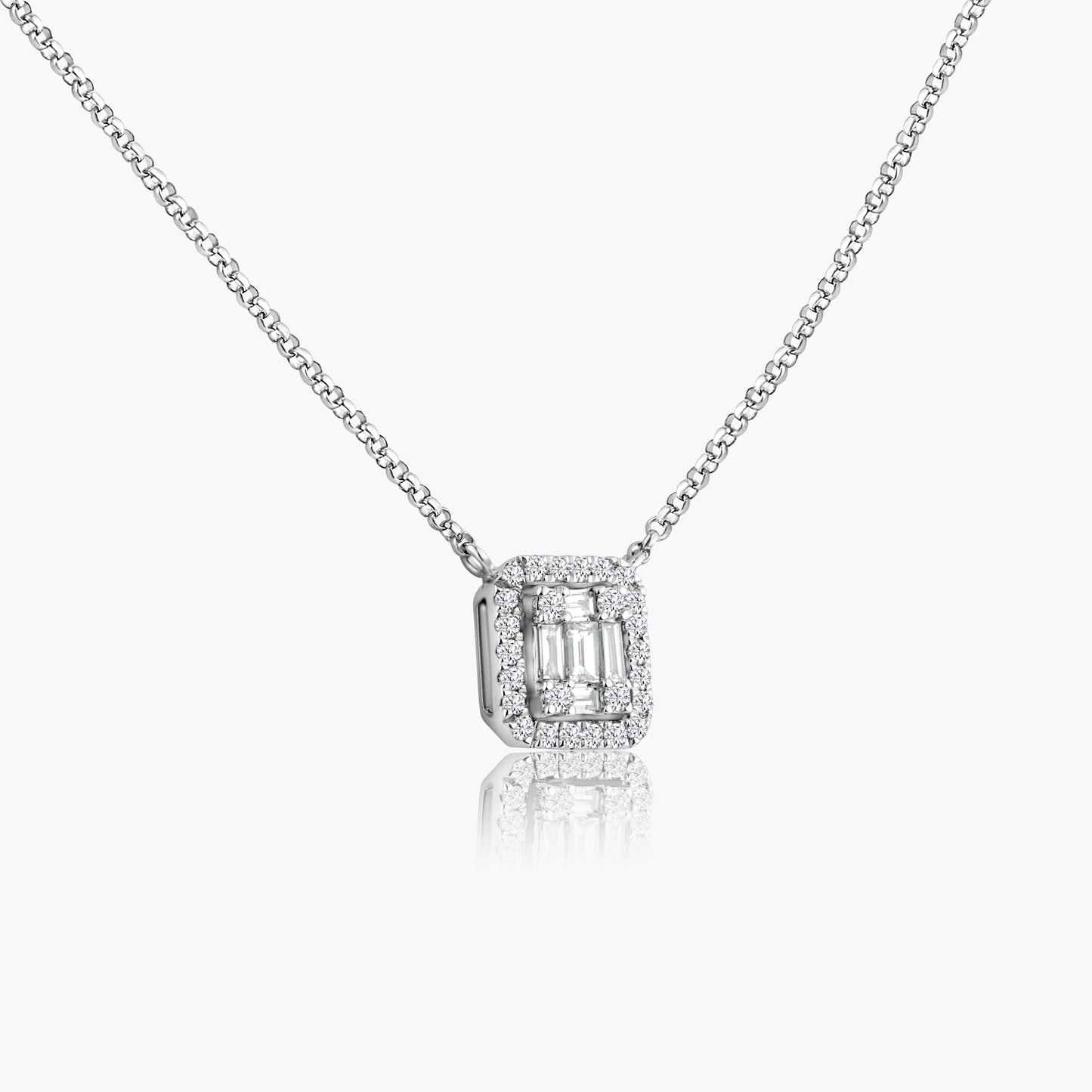 14K White Gold Baguette Pendant-N605079