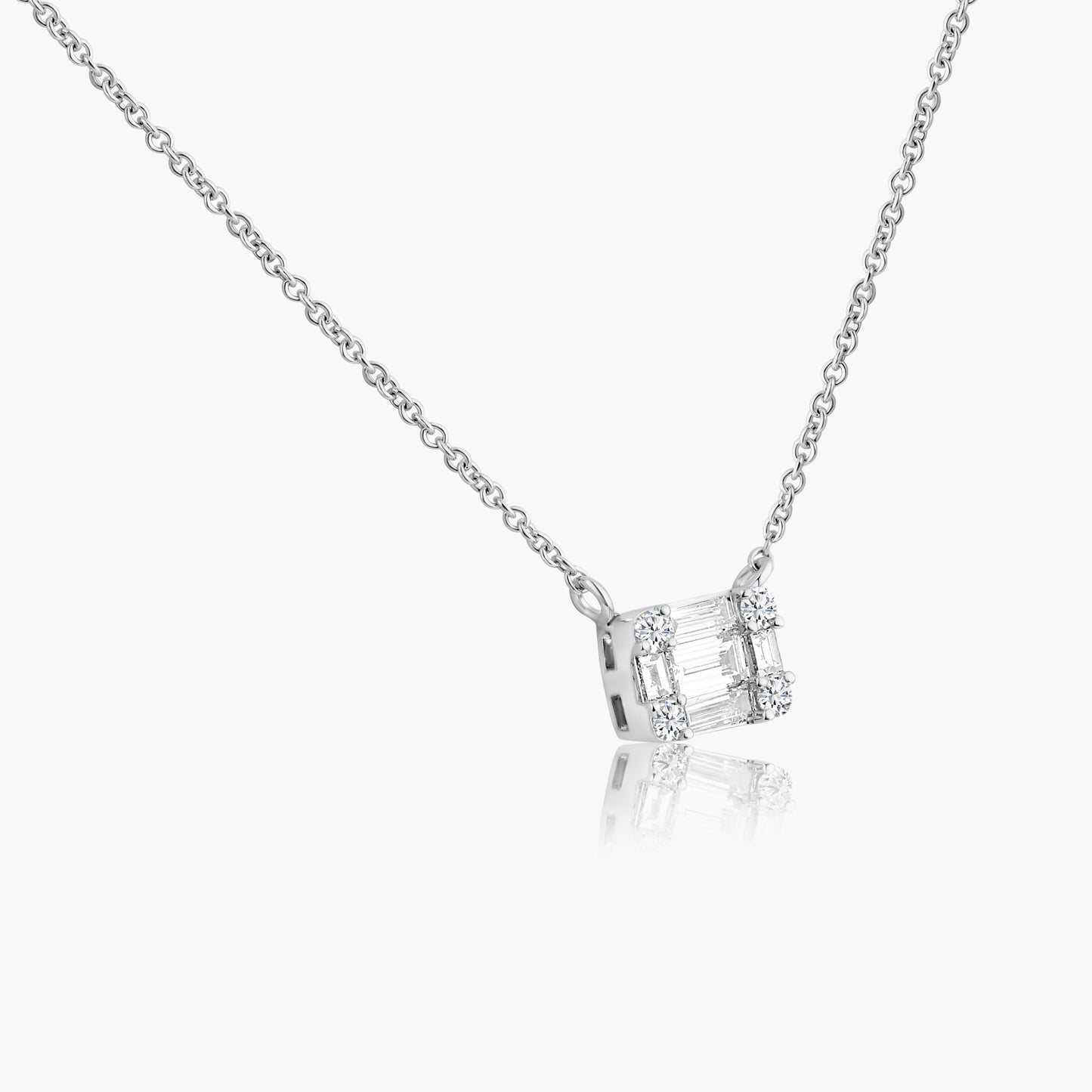 14K White Gold Baguette Pendant-N60516503