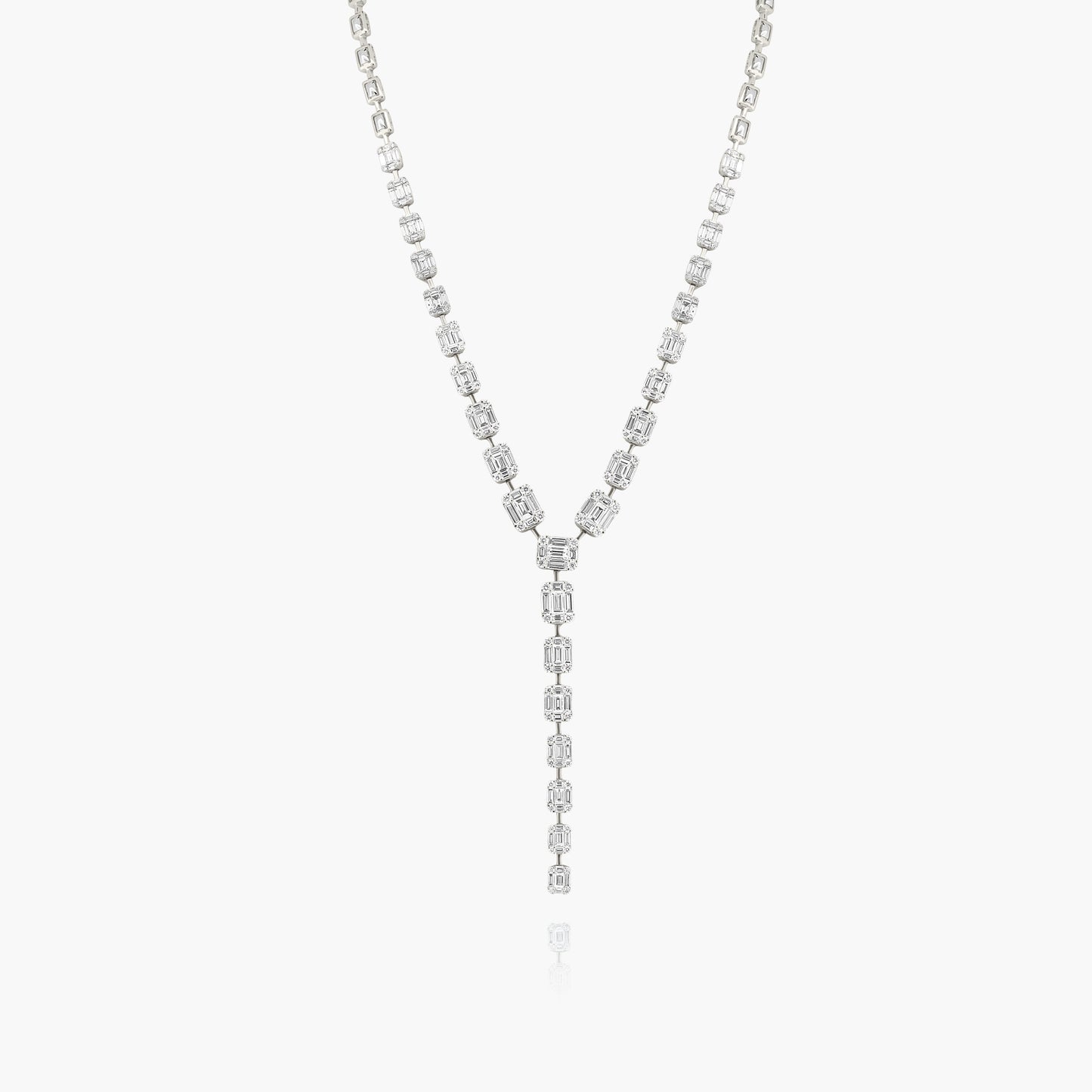 14K White Gold Baguette Necklace-N60516605