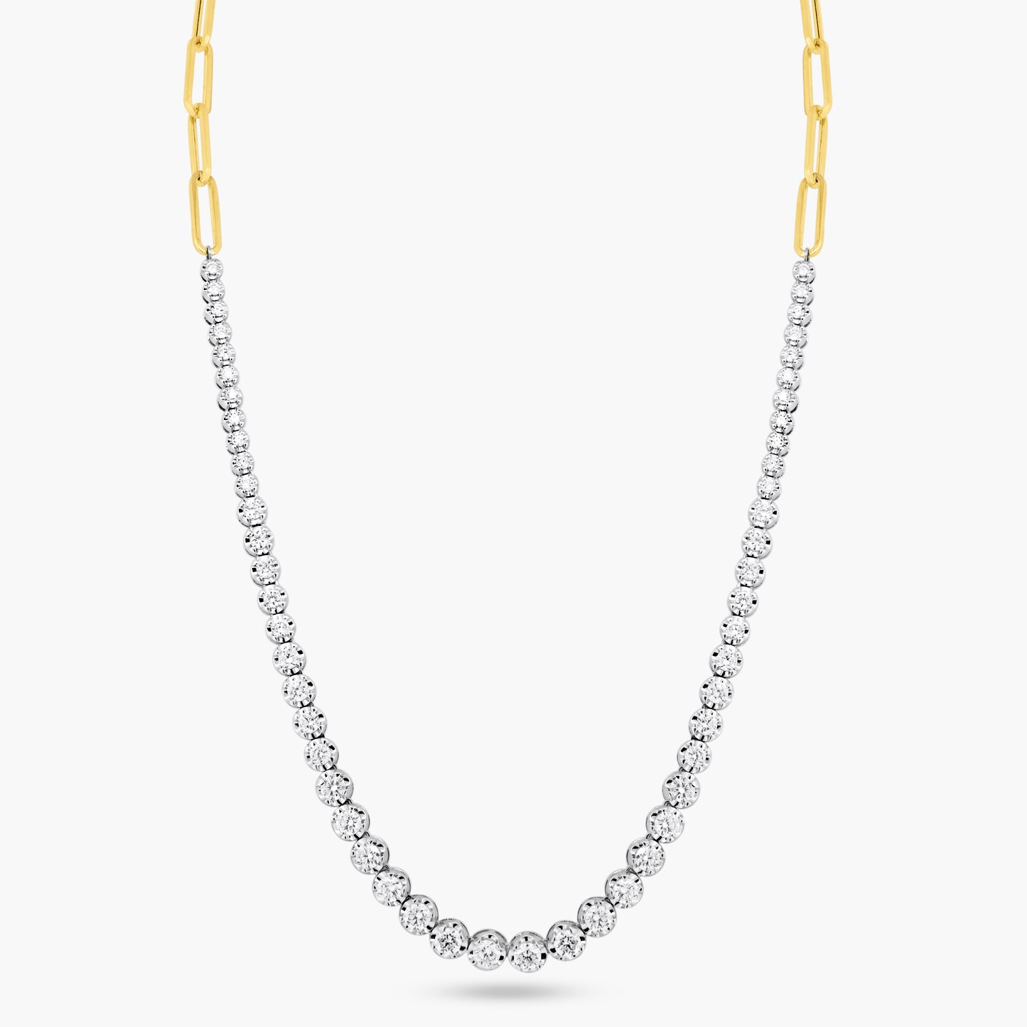 14K Two Tone Paper Clip Necklace - N60517701-1