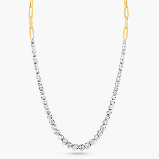 14K Two Tone Paper Clip Necklace - N60517701-1