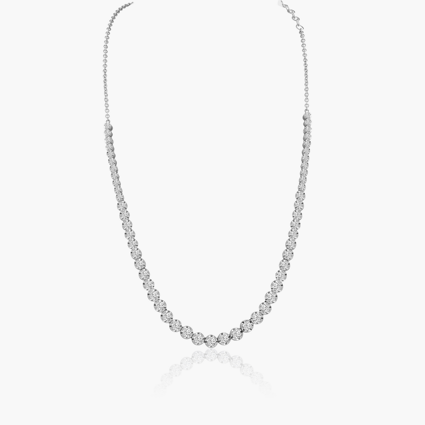 18K White Gold Choker Tennis Necklace-N60517701