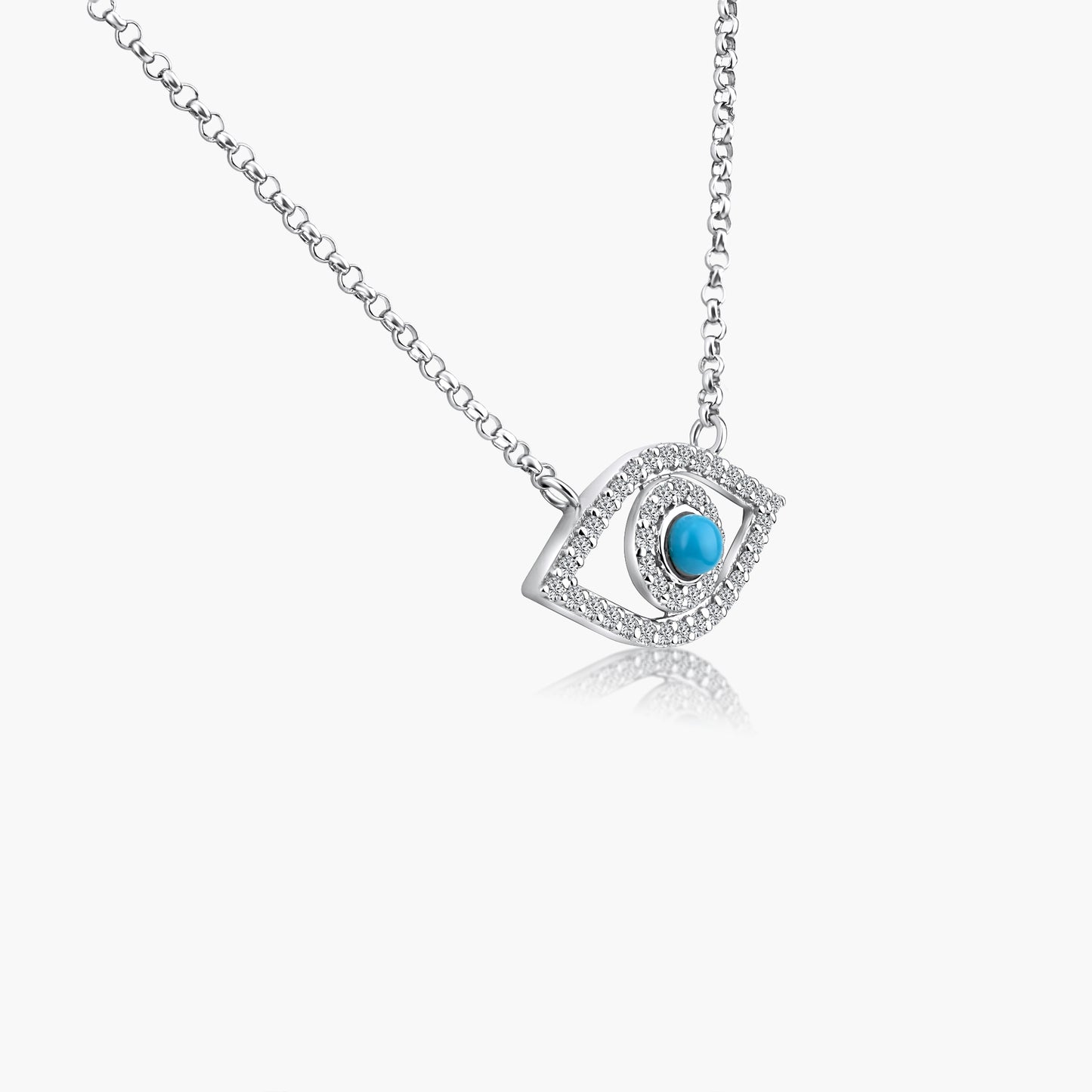 14K White Gold Evil Eye Pendant-N605241