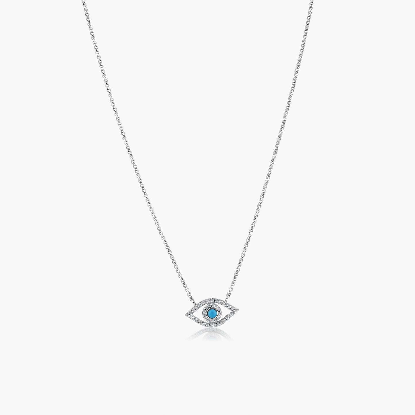 14K White Gold Evil Eye Pendant-N605241