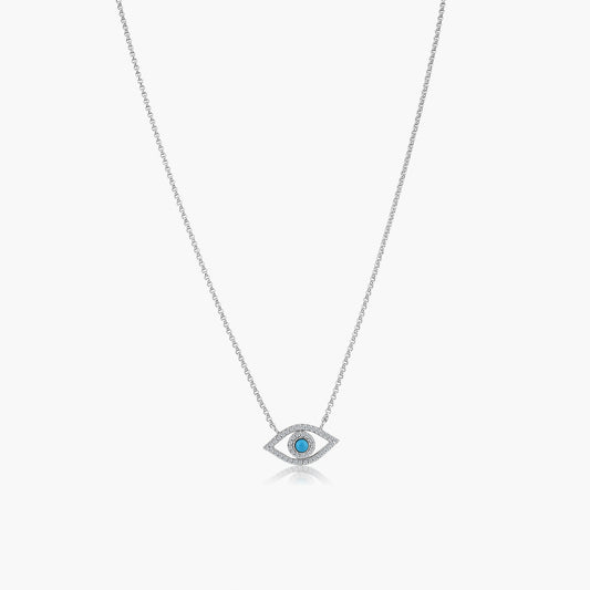 14K White Gold Evil Eye Pendant-N605241