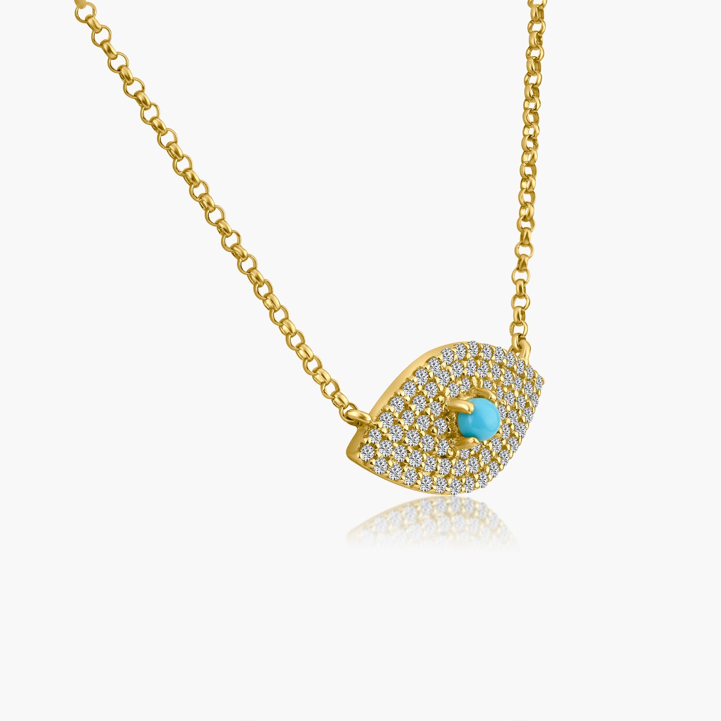 14K Two Tone Evil Eye Pendant-P605242