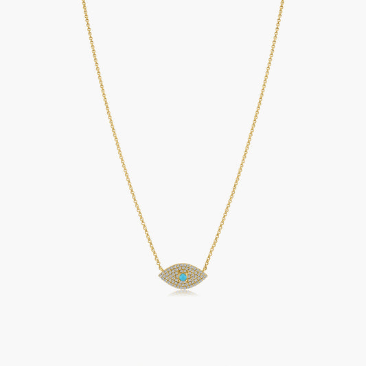 14K Two Tone Evil Eye Pendant-P605242