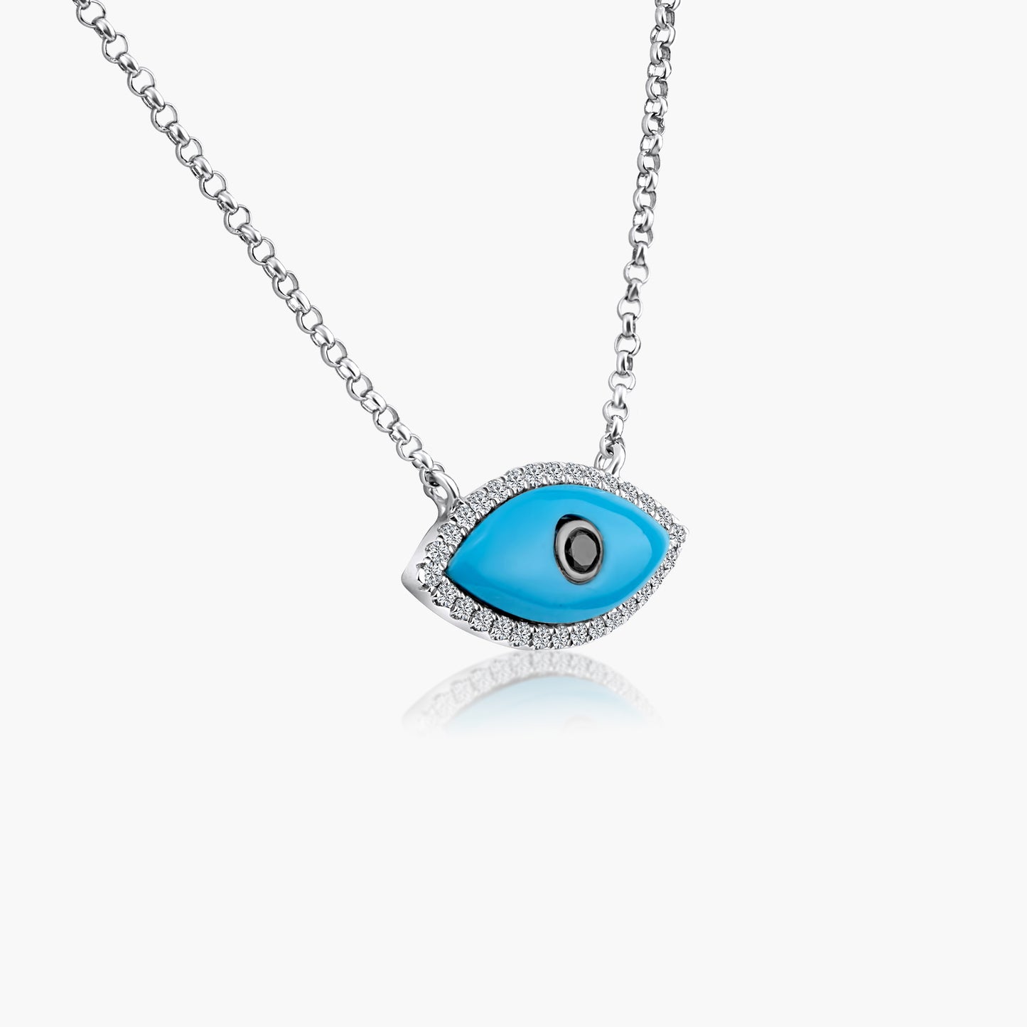 14K Two Tone Evil Eye Pendant-N605296