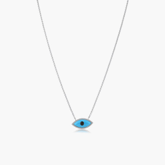 14K Two Tone Evil Eye Pendant-N605296