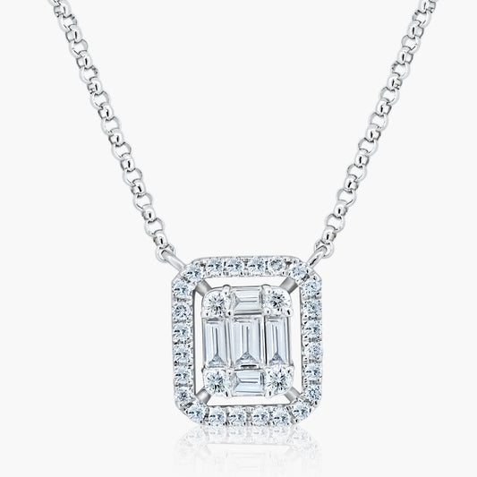 14K White Gold Baguette Pendant-N60533402