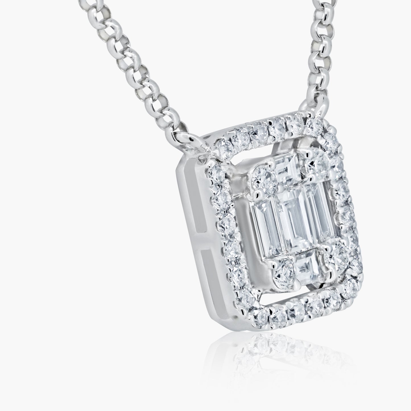 14K White Gold Baguette Pendant-N60533402