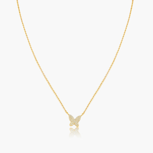 14K Yellow Gold Dainty Butterfly Pendant-N60536803