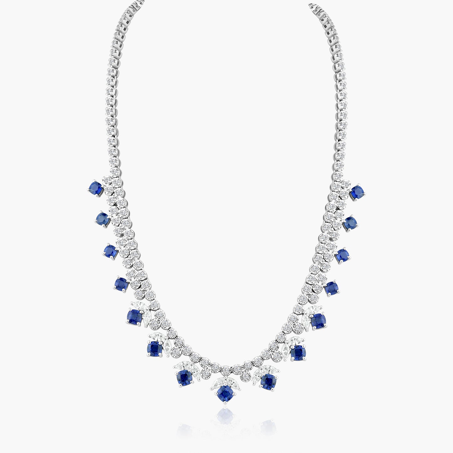 18K White Gold Colored Gemstone Necklace-N605646