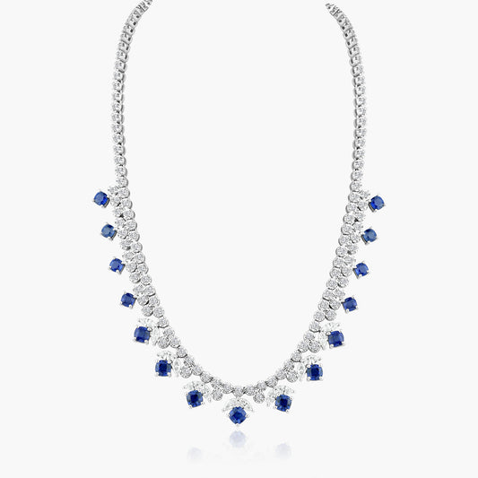 18K White Gold Colored Gemstone Necklace-N605646