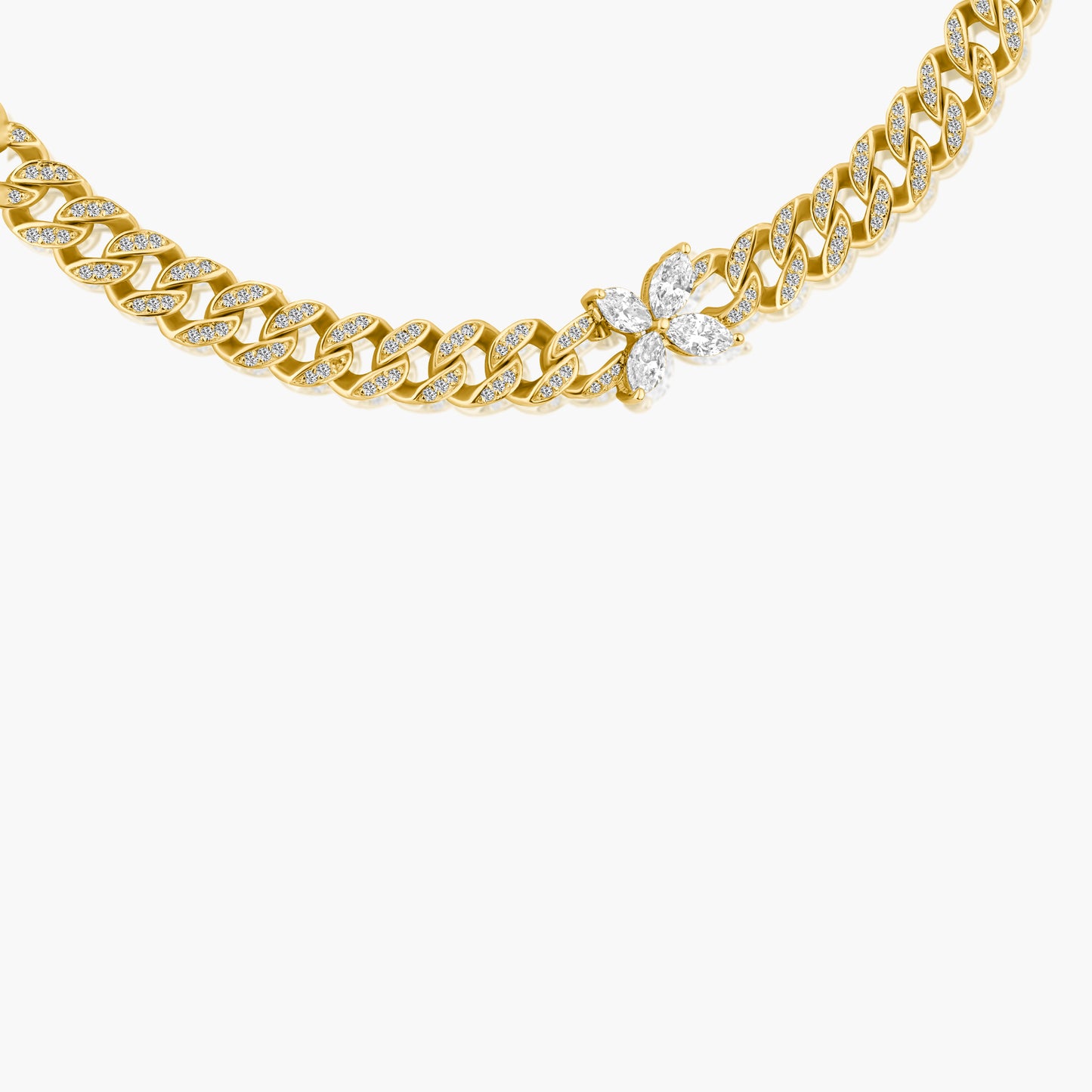 14K Yellow Gold Chain Link Choker Necklace-N605674-2