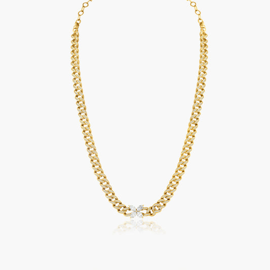 14K Yellow Gold Chain Link Choker Necklace-N605674-2