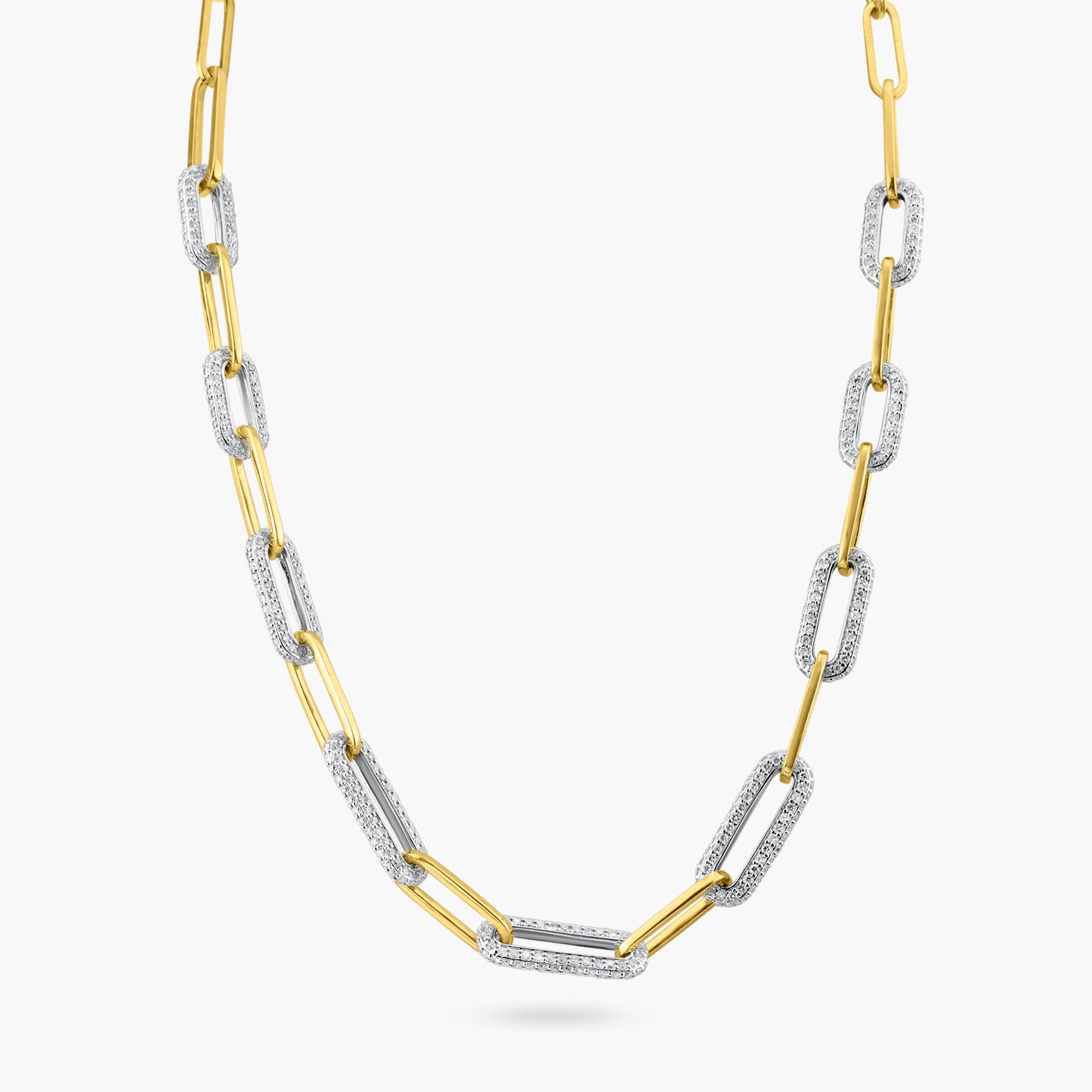 14K Two Tone Paper Clip Necklace-N60573701