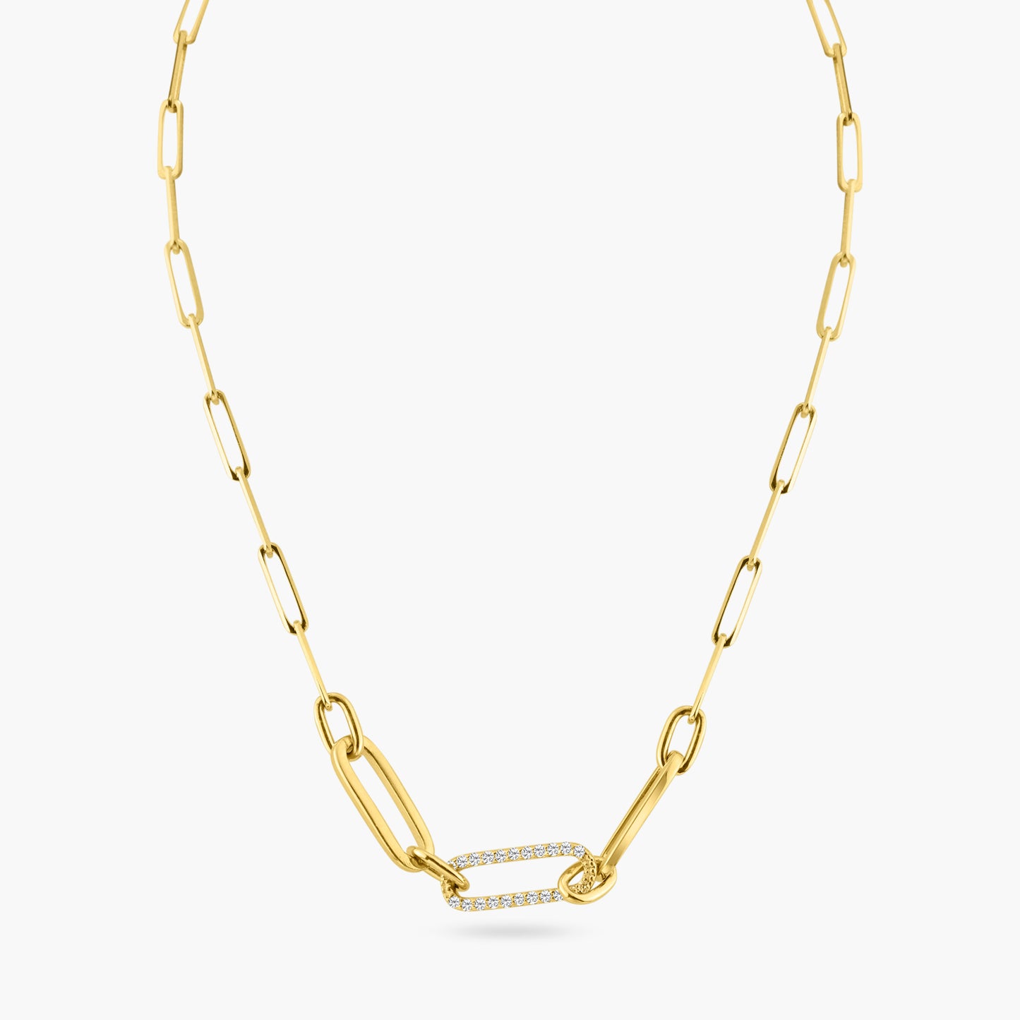 14K Yellow Gold Paper Clip Necklace - N605810B01-2