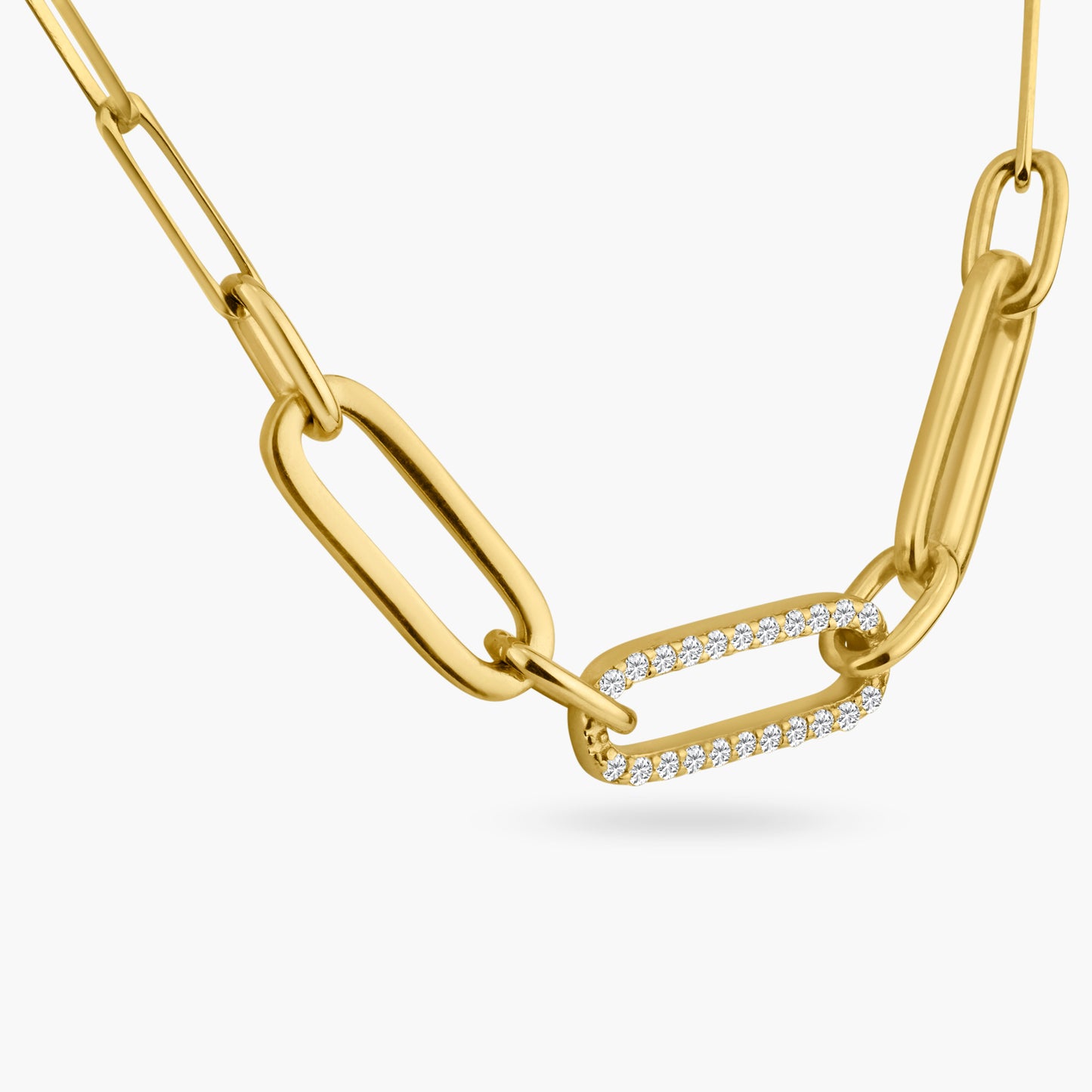 14K Yellow Gold Paper Clip Necklace - N605810B01-2