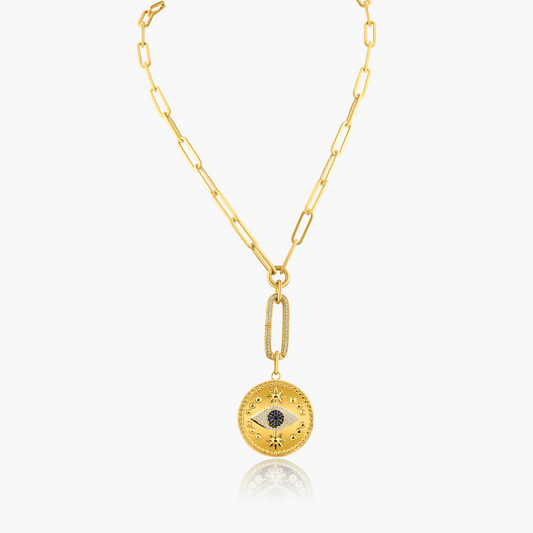 14K Two Tone Evil Eye Pendant-N60586601-1