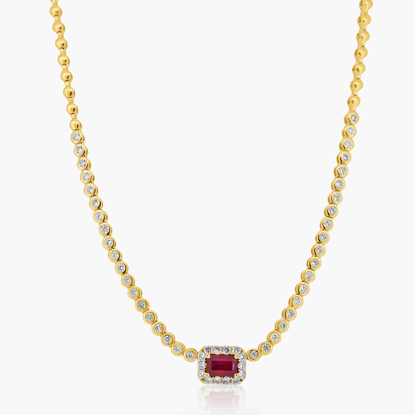 14K Two Tone Colored Gemstone Tennis Necklace-N60588605-1