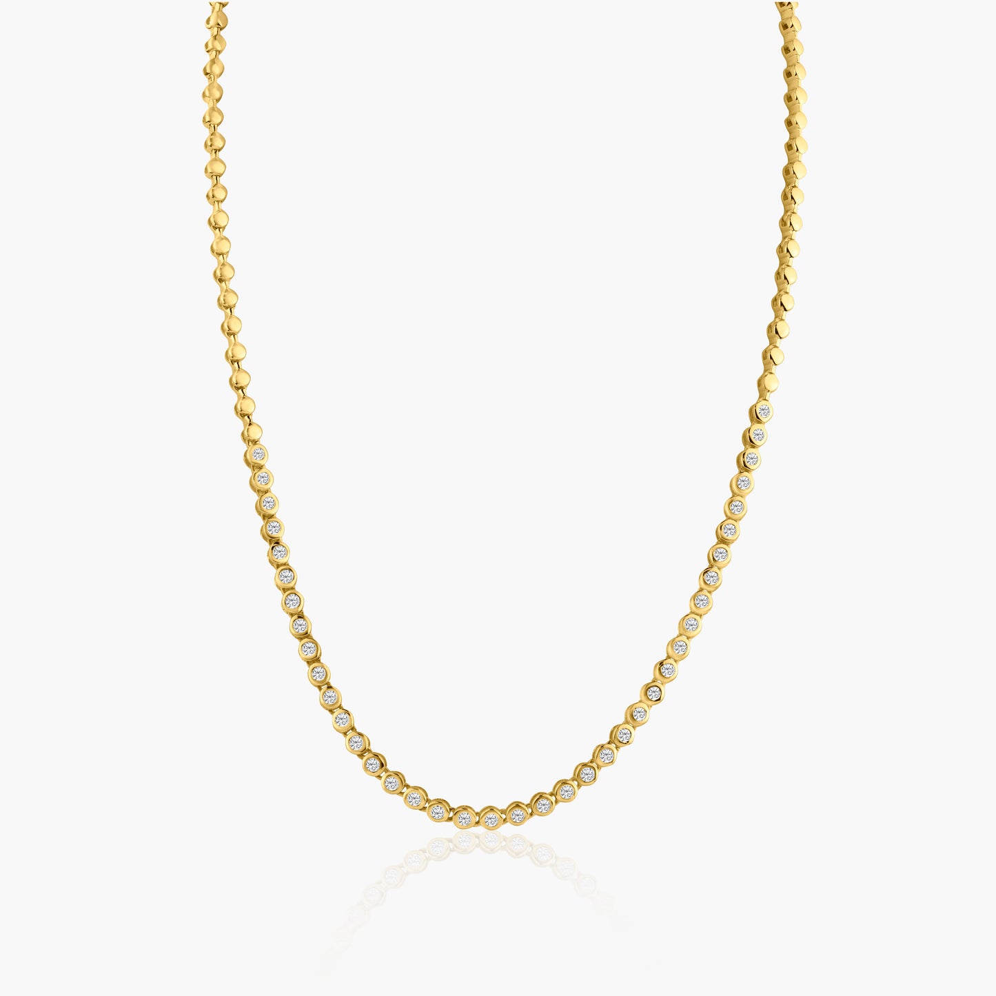 14K Yellow Gold Bezel Tennis Necklace - N60588605