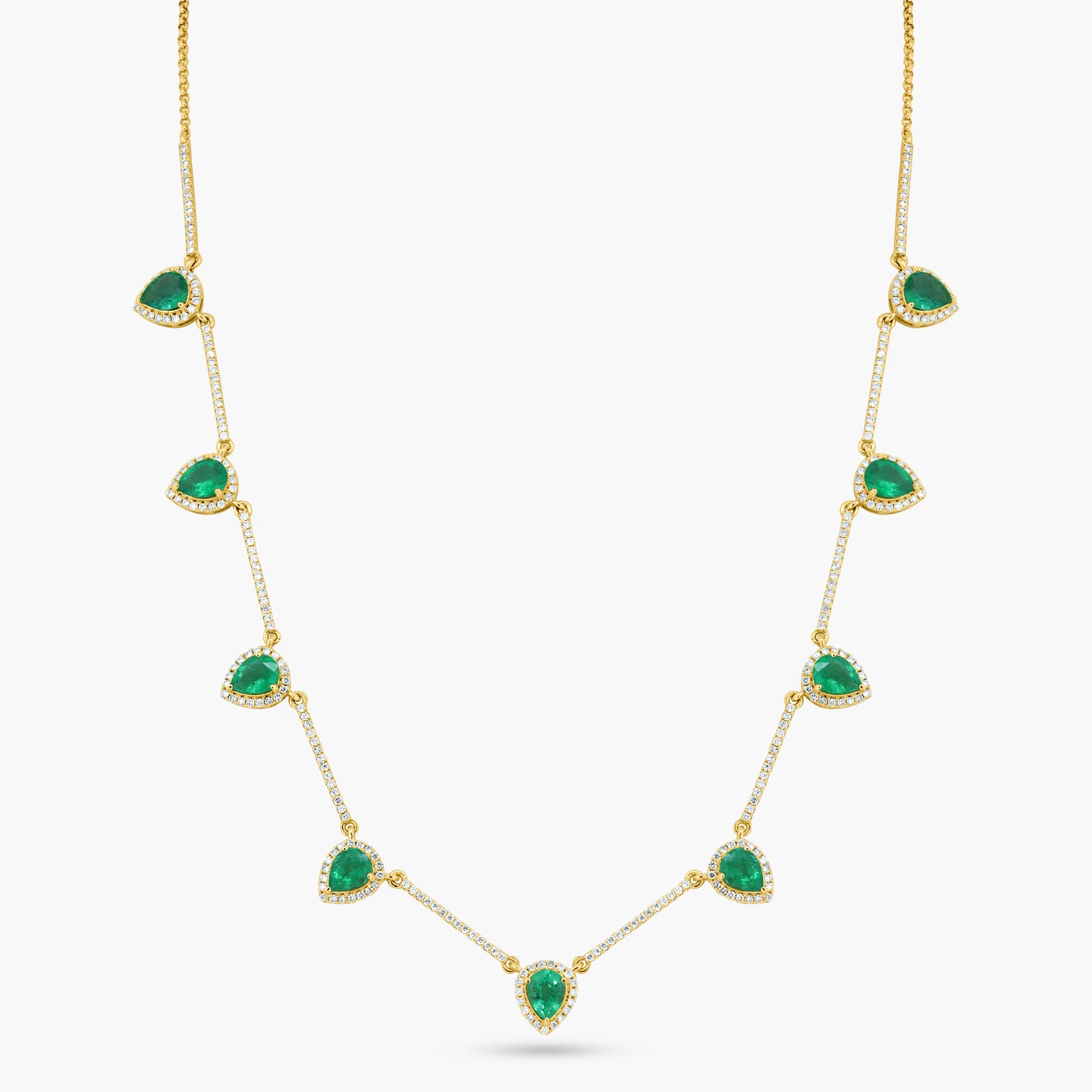 14K Yellow Gold Colored Gemstone Station Necklace-N605934E