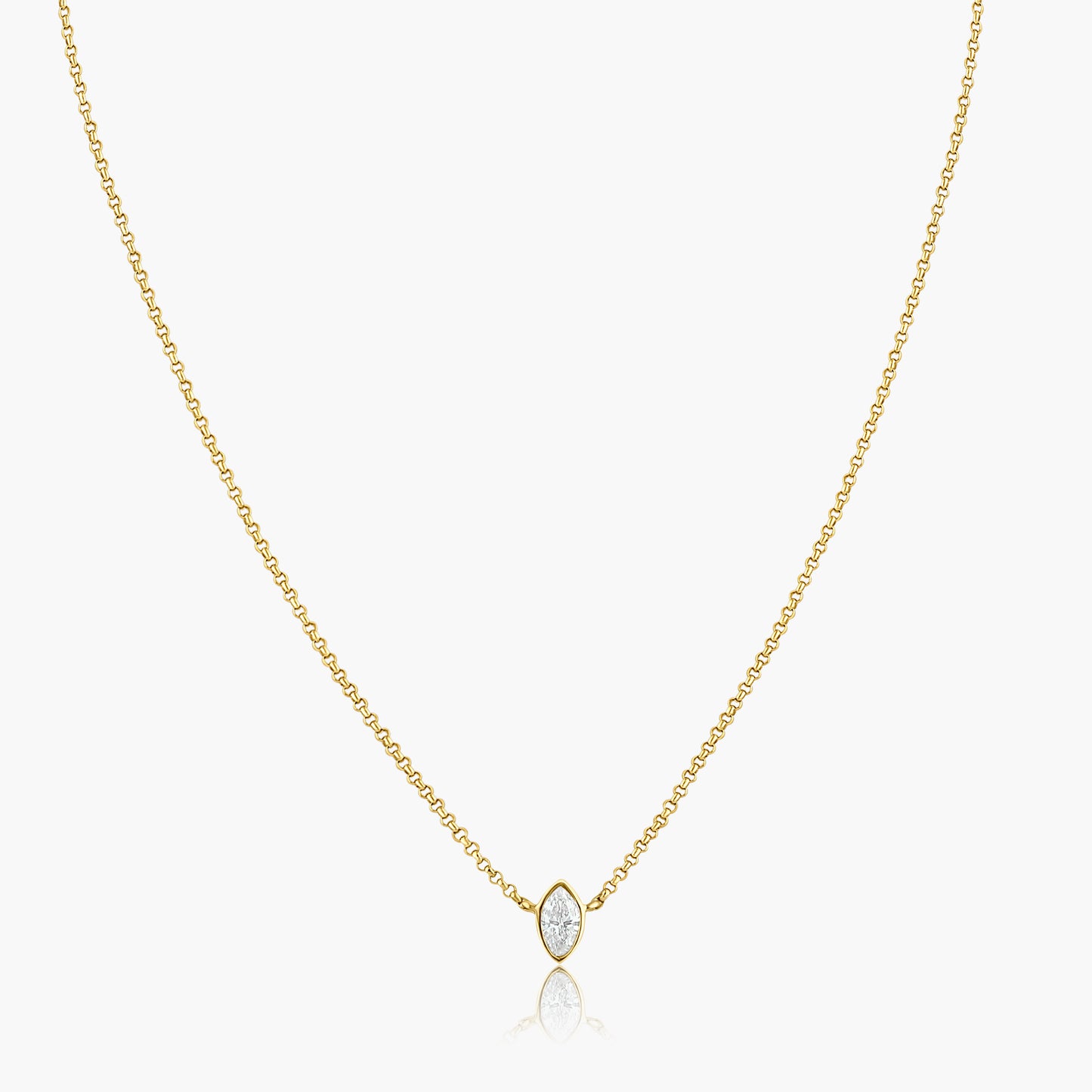 14K Yellow Gold Dainty Marquise Bezel Pendant-N60595606