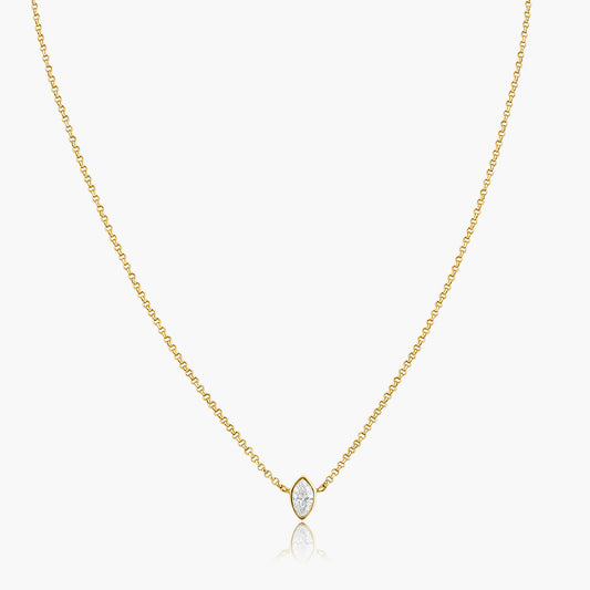 14K Yellow Gold Dainty Marquise Bezel Pendant-N60595606