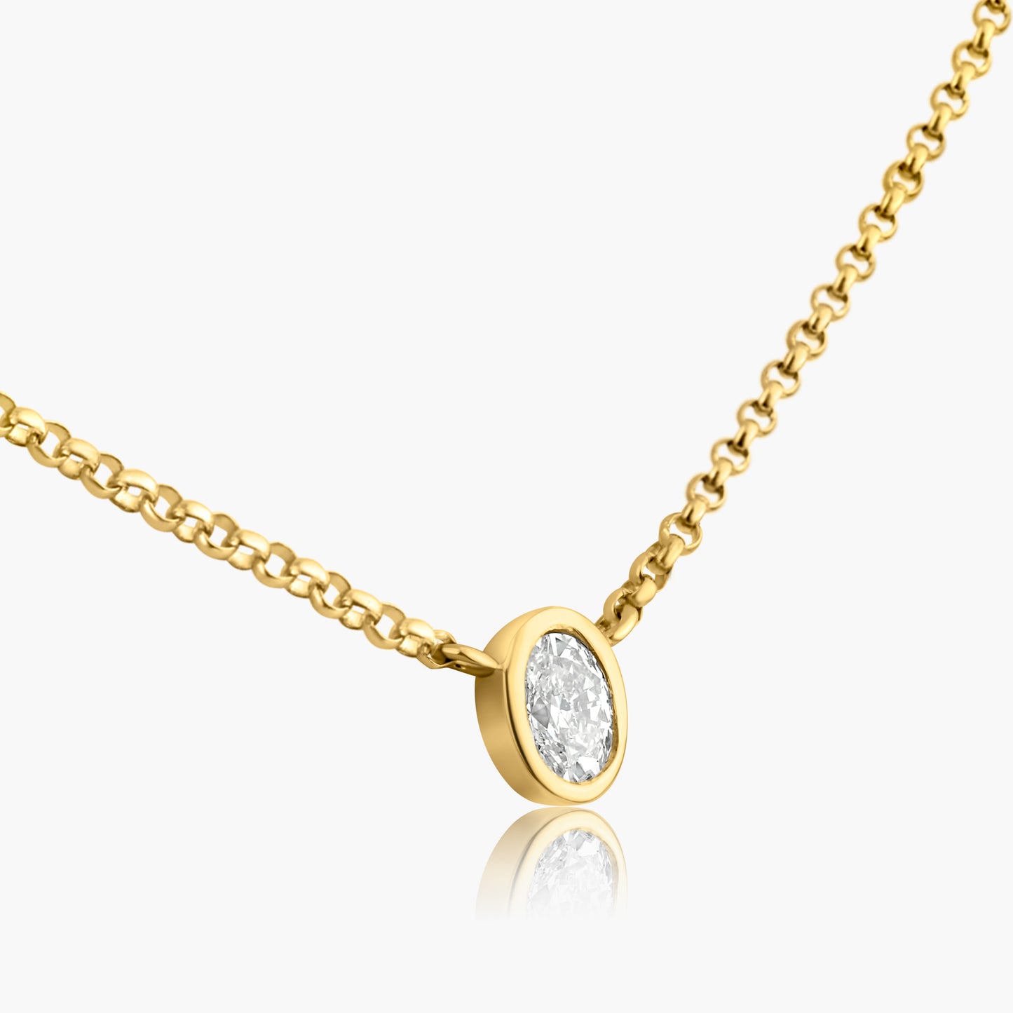 14K Yellow Gold Oval Bezel Dainty Pendant-N60595601