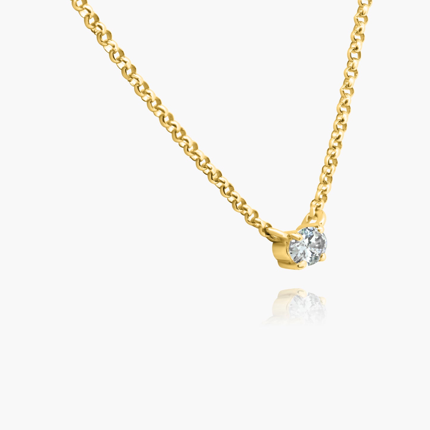 14K Yellow Gold Dainty Oval Diamond Pendant-N60601202