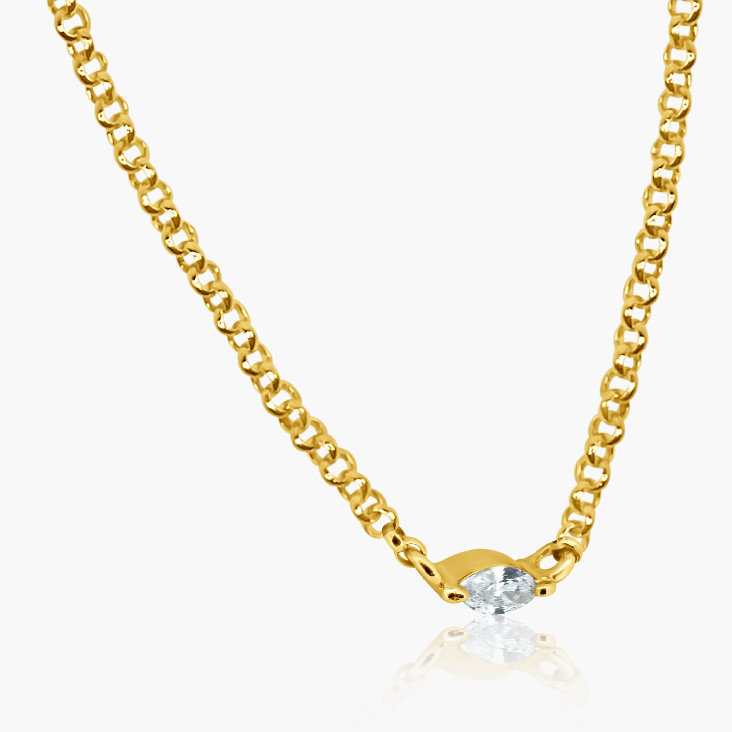 14K Yellow Gold Dainty Chain Link Necklace-N60601205