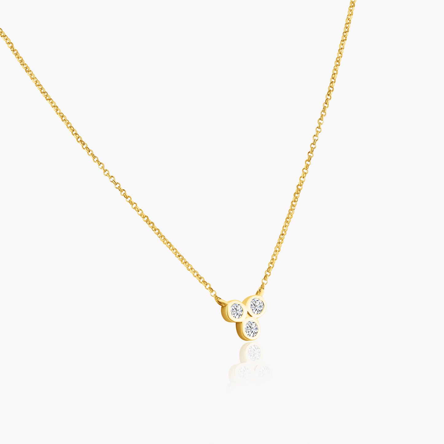 14K Yellow Gold Dainty Tri Round Bezel Pendant-N606044