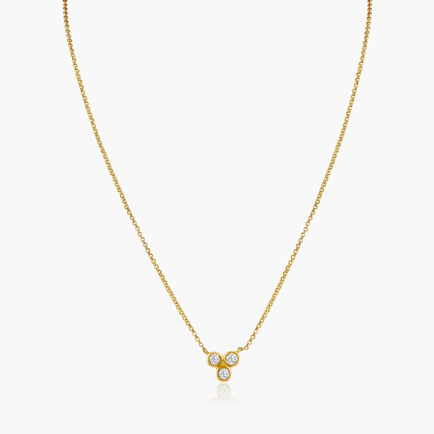 14K Yellow Gold Dainty Tri Round Bezel Pendant-N606044