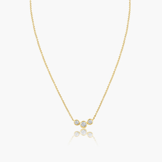 14K Yellow Gold Dainty Tri Round Bezel Pendant - N606060