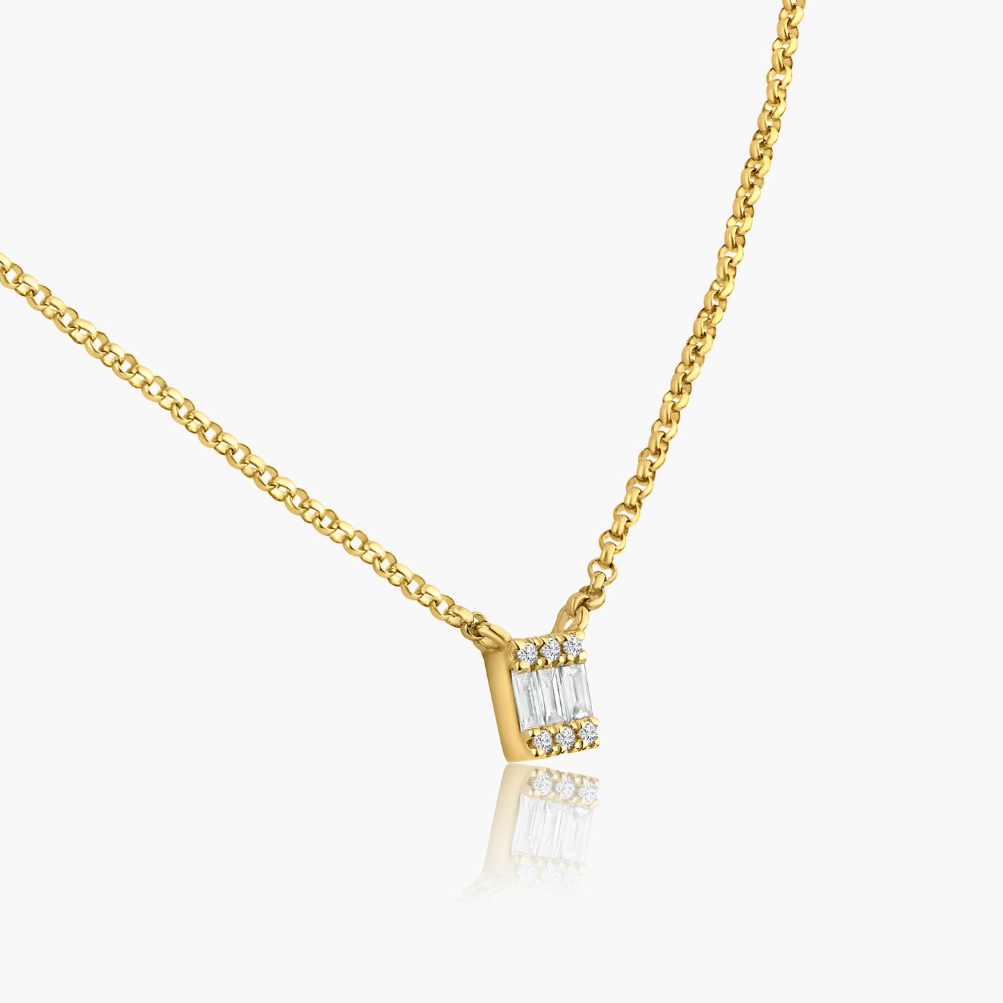 14K Yellow Gold Dainty Baguette Pendant-N606114