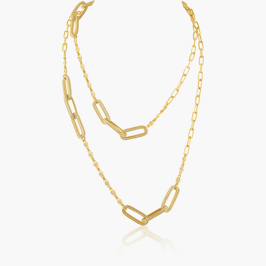 14K Yellow Gold Paper Clip Necklace-N60614402