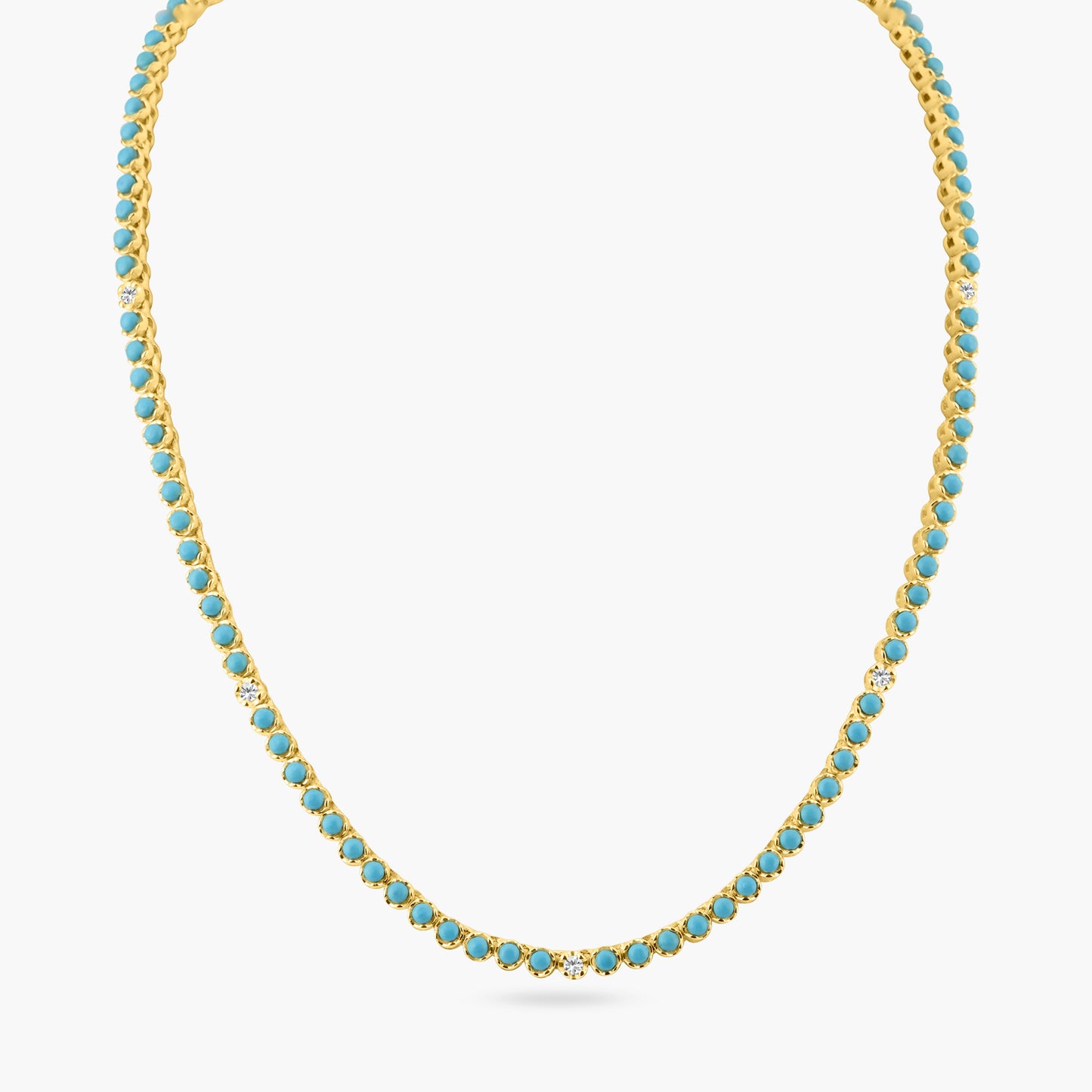 14K Yellow Gold Colored Gemstone Tennis Necklace-N06154