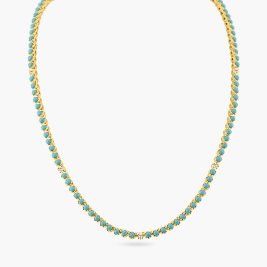 14K Yellow Gold Colored Gemstone Tennis Necklace-N06154