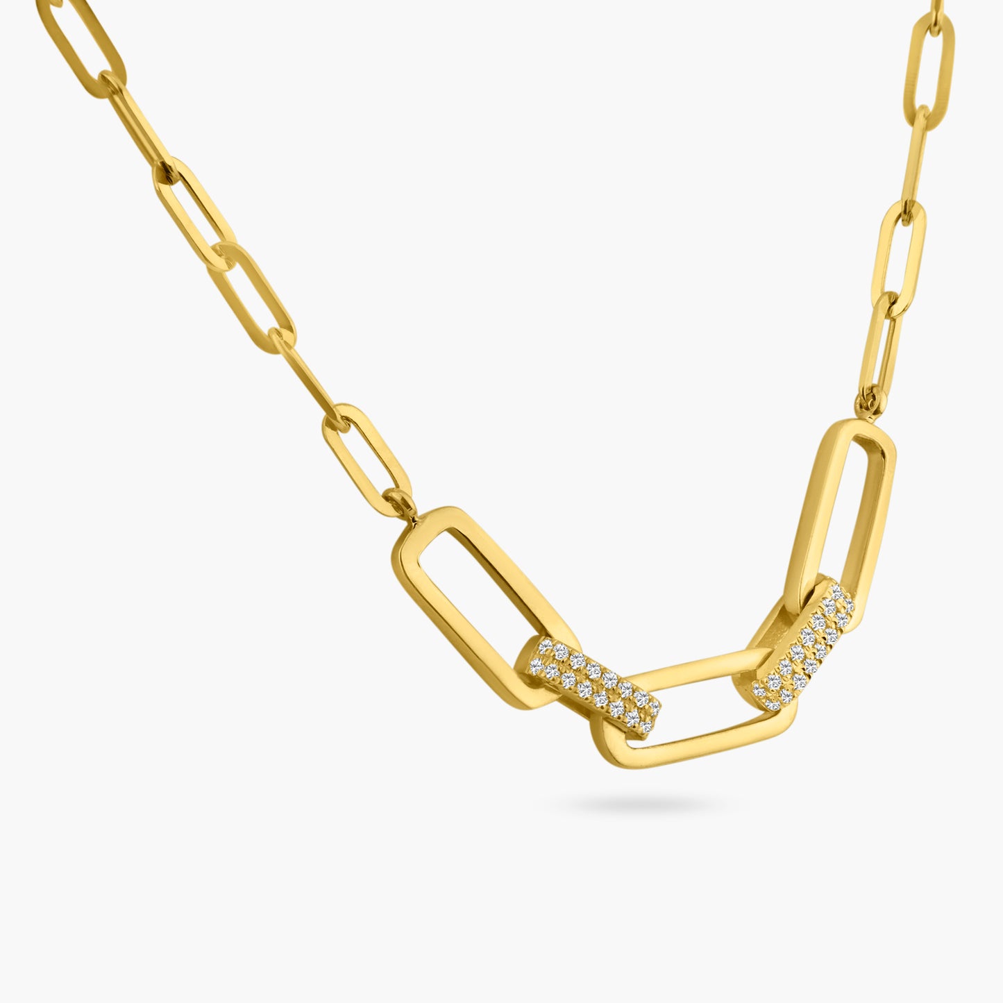 14K Yellow Gold Paper Clip Necklace-N606191M01