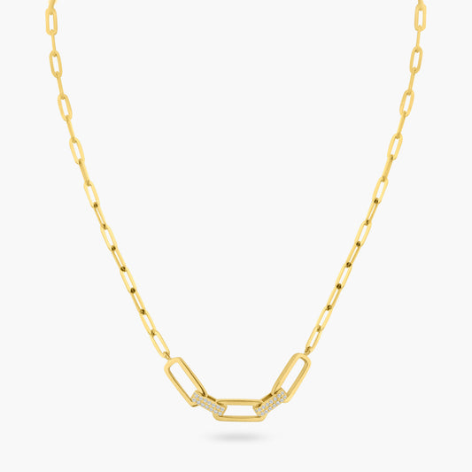 14K Yellow Gold Paper Clip Necklace-N606191M01