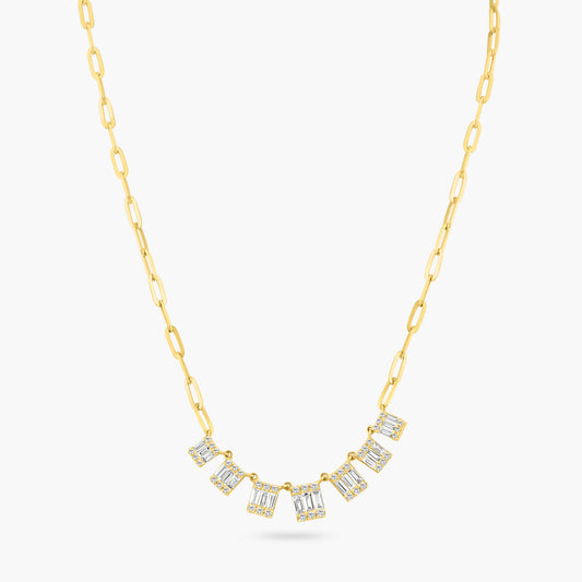 14K Yellow Gold Baguette Necklace - N60620001-1